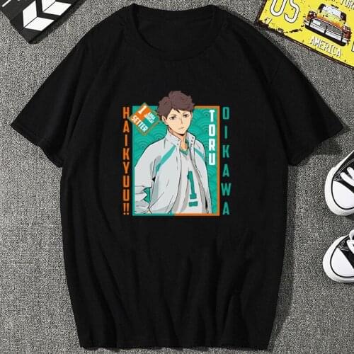 Harajuku Anime Oya Oya Oya Haikyuu T Shirt for Men Manga Toru Oikawa Printed Tops Fly High Cartoon Summer Style Casual Tees
