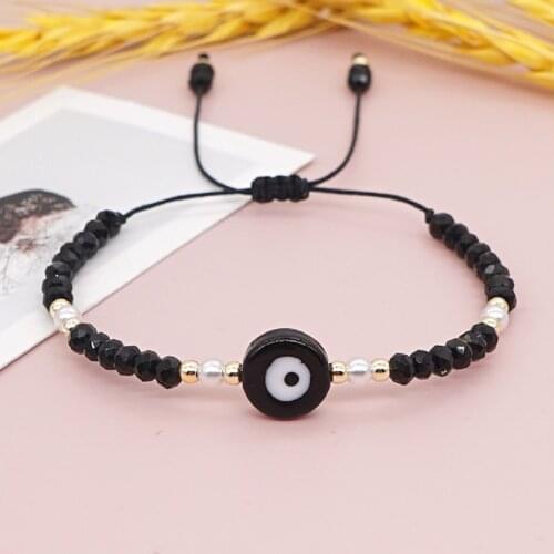 Go2Boho Turkish Evil Eye Bracelets Black Crystal Beaded Bracelet For Women Gift Lucky Eye Pulseras Adjustable Rope Jewelry