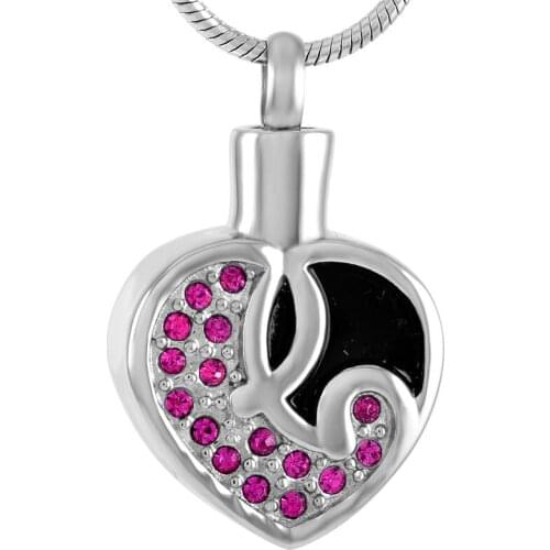 IJD9501 Hold Different Color Crystal Heart Stainless Steel Cremation Jewelry For Ashes Of Loved Ones Memorial Urn Necklace
