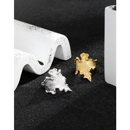 Real 925 Sterling Silver Irregualr Wide Rings For Women Party Jewelry 2021, New Gold Color Punk Finger Ring Woman Accessories