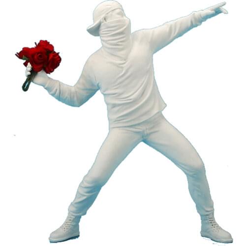 Creative Throwing Flower Boy Sculpture Decorative Art Resin Crafts Character Statue Desktop Decoration Modern Home Decoration