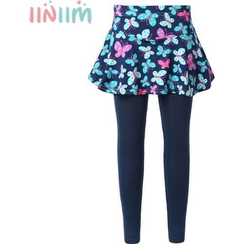 NEW Girls Leggings Skirt Pants for Children Flower Floral Printed Elastic Pencil Pants Trousers Kids Dance Pants Culottes