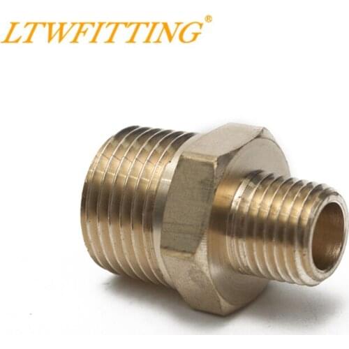 LTWFITTING Brass Pipe Hex Reducing Nipple Fitting 1/2" x 1/4" Male NPT