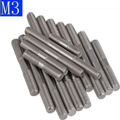 M3 x0.5 50mm - 200mm Metric 304 Stainless Steel Double End Threaded Stud Bolts Screw Rod