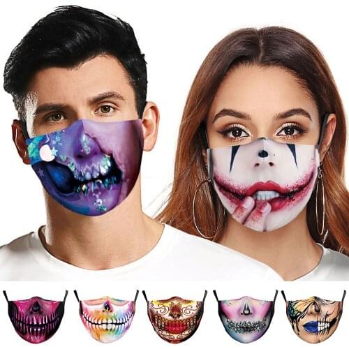 3D Printing Adult Cosplay Makeup Skull Mouth Masks Funny Teeth Face Mouth Washcloth Dustproof Reusable Women Men Horror Mask
