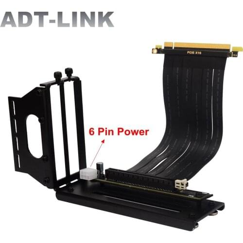 Newest PCIE3.0 16X Riser Cable GPU Vertical Bracket RTX3060 Extender Mining X99 Server 6pin Power Stable PCIe x16 BTC ETH Miner