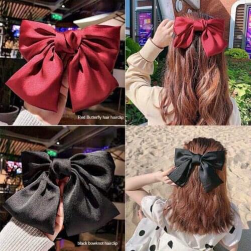 2021 new big bow hairpin back head top clip jk hairpin fabric elastic hair band fashion girl hair accessories