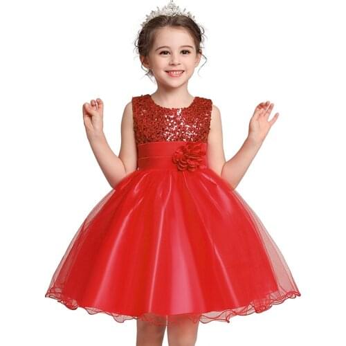 2021 Summer Kids Dresses For Girls Sequins Princess Dress Baby Girl Clothes Floral Toddler Party Dress Clothing 3 7 12 10 Years