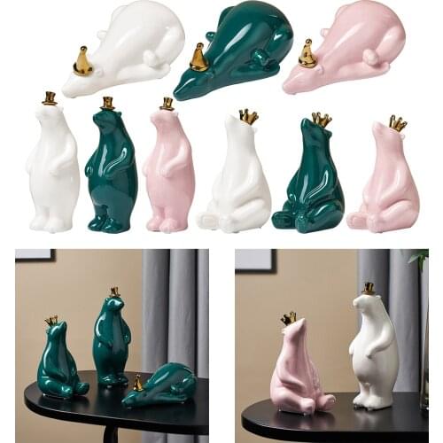 Polar Bear Figurine Statue Sculpture Craft Living Room Desktop Decor Gift