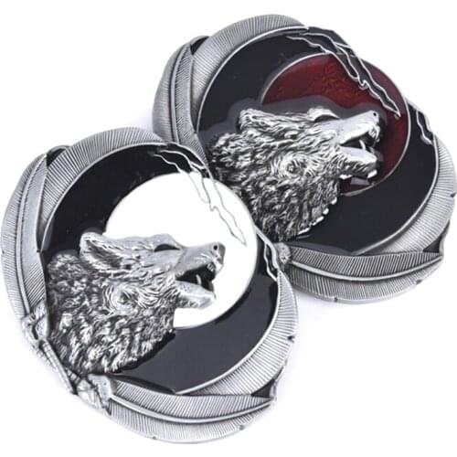 1pc Wolf watching moon Belt Buckle For Mens Zinc Alloy wolfhead belts accessories Suitable For 4cm Width Belt DIY Manly decor
