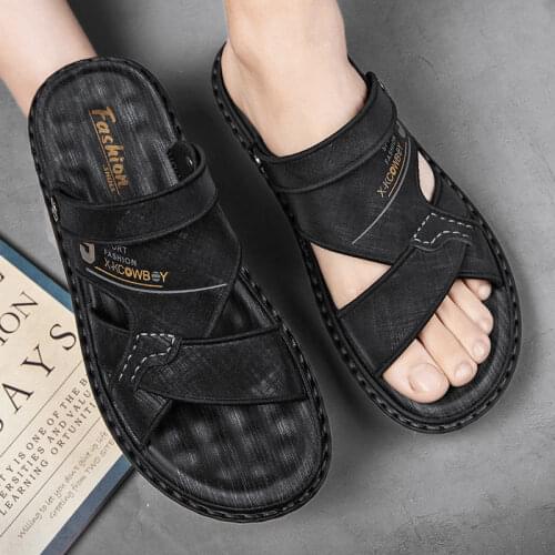 Men Summer Sandals Breathable Beach Sandals Men Casual Shoes Genuine Leather Mens Shoes