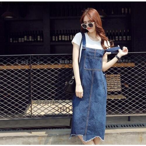 Chic Elegant Denim Sundress High Waist Casual Denim Dresses Women Loose Sleeveless Slash Neck Vintage Dress 2018 NN0415 YE