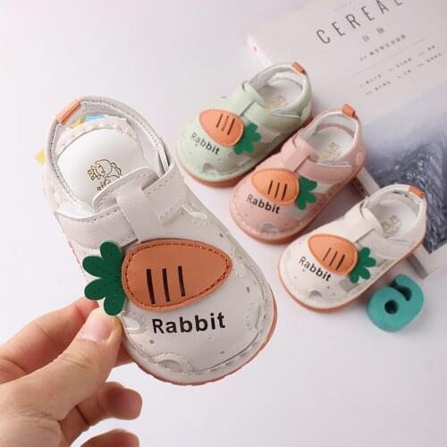 Cute Cartoon Baby Sandals With Sound Summer Boys Girls Shoes Hollow Soft Sole Sneakers Shoes Anti-slip Toddler Kids Sandales