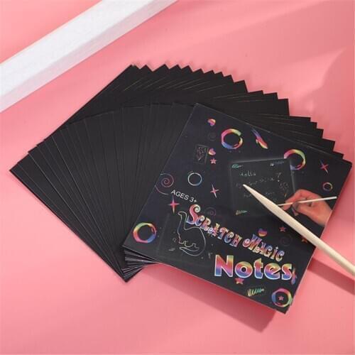 24 Sheets Scratch Paper Rainbow Painting Sketch Pads DIY Art Craft Scratchboard F3ME