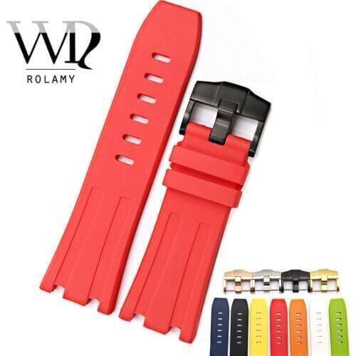 Rolamy 28mm Waterproof Silicone Rubber Replacement Wrist Watch Band Strap For Audemars Piguet 42mm Royal Oak Offshore