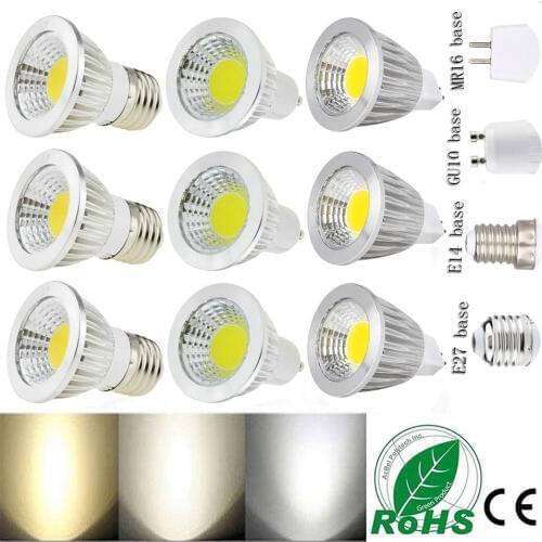 Dimmable GU10 LED Bulbs E27 E14 MR16 AC/DC 12V LED COB Spotlight 6W 9W 12W Spot Light Bulb High Power lamp AC85-265V Home Light