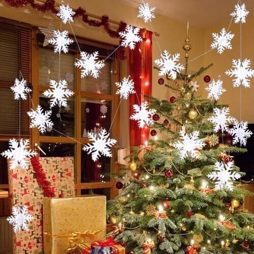 Three-dimensional snowflake string laser hollow Christmas ornaments festive decoration decorative ornaments