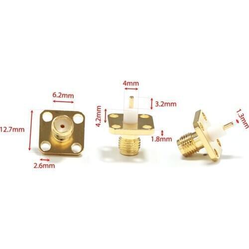 1PC SMA Female Jack RF Coax Connector 4-hole flange solder post Straight Goldplated NEW wholesale