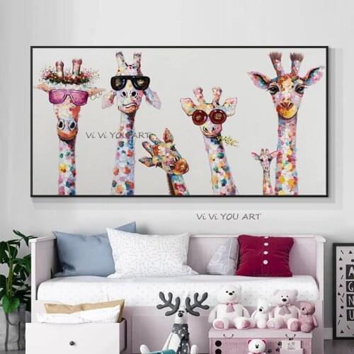 100% Fashion Abstract Giraffe Handmade Oil Painting On Canvas Hand Painted Animals Wall Art Abstract Modern Home Decoration