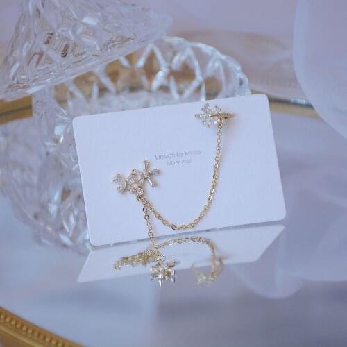 14k Real Gold Plated Fashion Jewelry Crystal Butterfly Flower Exquisite Stud Earrings for Woman Holiday Party Elegant Earring