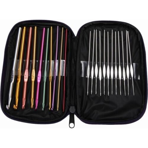 22pcs/Set Multi-colour Aluminum Crochet Hooks Needles Knit Weave Craft Yarn Sewing Tools Crochet Hooks Knitting Needles