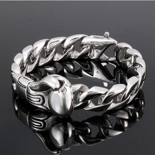 316L Stainless Steel Cuban Chain Bracelet Punk Style Mens Gloves Titanium Steel Jewelry