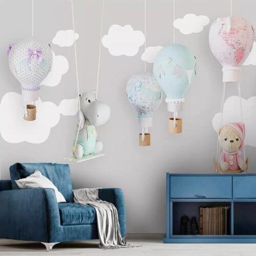 Milofi custom 3D wallpaper mural Nordic minimalist hand-painted cartoon animal balloon children room background decoration wallp