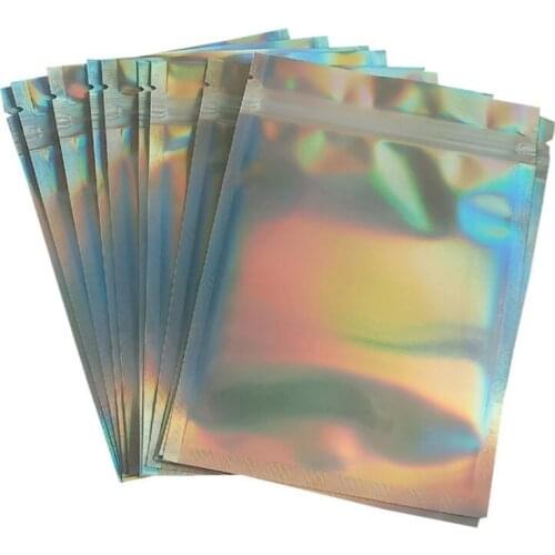 5Pcs Iridescent Zip Bags Cosmetic Plastic Laser Iridescent Bags Makeup Bags Laser Mini Aluminum Foil Zip Bags