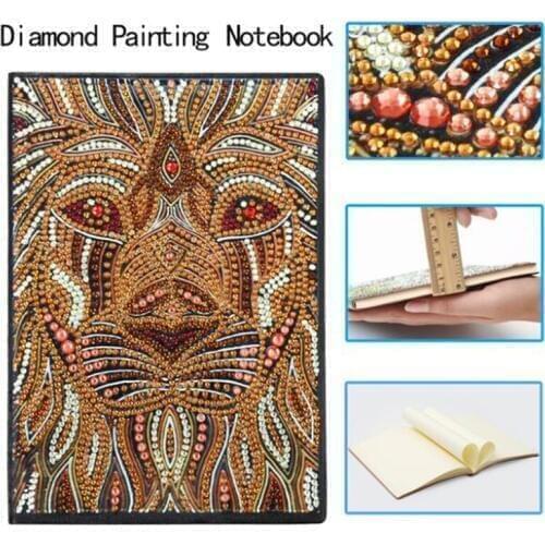 50 Pages Diamond Painting Notebook DIY Animal Lion Special Shaped Diamond Embroidery Cross Stitch A5 Notebook Diary Book