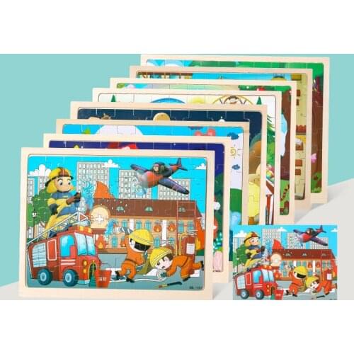 60 Pieces Of Woody Wooden Childrens Educational Intelligence Early Education Enlightenment Jigsaw Puzzle Game For Children