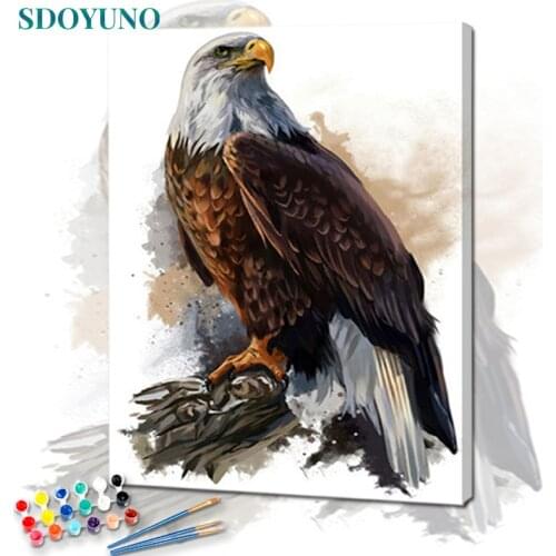 SDOYUNO Acrylic Paint By Numbers City Eagle DIY 60x75cm Oil Painting By Numbers Animals Canvas Painting Home Decor Wall Art