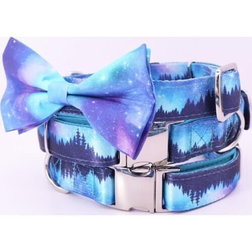 Aurora Dog Collar Bow Tie with Metal Buckle Big and Small Dog&Cat Collar Pet Accessories