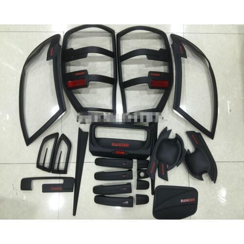 Car-covers ABS Front+Rear headlight Lamp Cover Fuel Tank Cover Tail box trim fit for 2012-2014 ford ranger Car styling