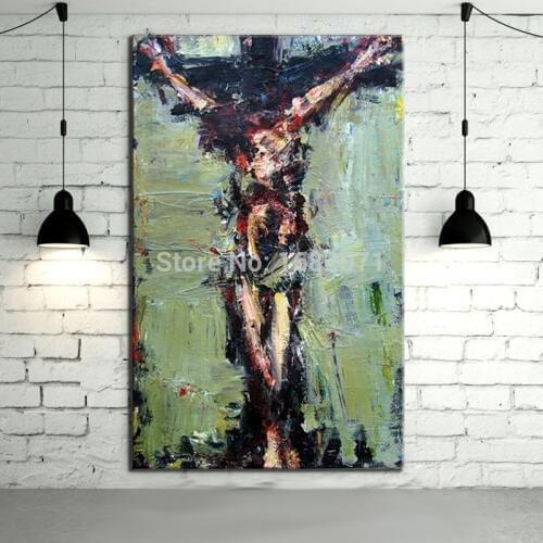 Free Shipping Artist Hand-painted High Quality Modern Abstract Jesus Oil Painting On Canvas Green Abstract Jesus Canvas Painting