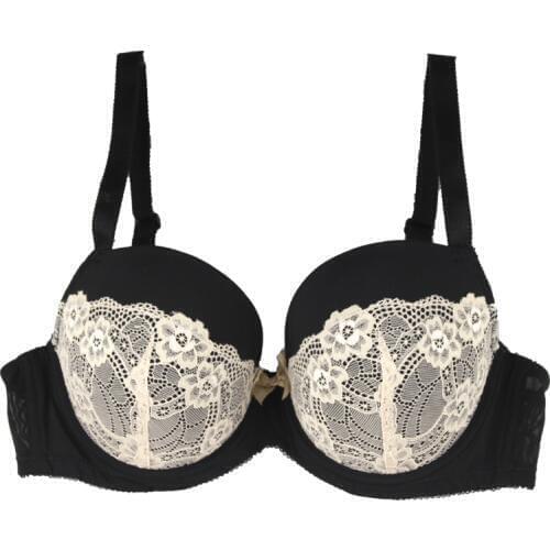 MiaoErSiDai Sexy Bra Black With Lace Underwear For Women Comfortble Bralette High Quality Beauty Brassieres 36-46 C-D-DD-DDD-F