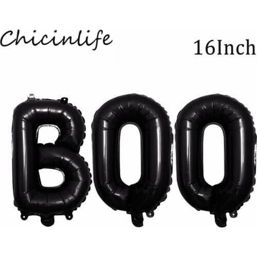 Chicinlife 3Pcs Black Purple 16inch BOO Letter Foil Balloons Happy Halloween Decoration Home Halloween Party Festival Supplies