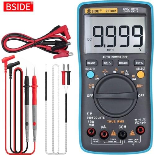 Digital Multimeter BSIDE ZT301 302 True-RMS DC/DA Voltmeter Ammeter Multimetro DMM Resistance Ohm Cap Hz Temp Tester