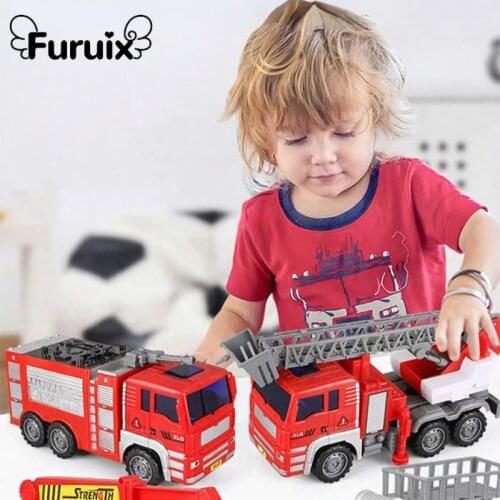 Childrens Large Fire Truck Fall Resistant Toy Car Set Sprinkler Simulation Crane Sprinkler Ladder Car Combination