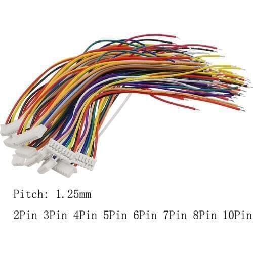 Length 150 mm Micro JST 1.25 mm Pitch 2 Pin 3 Pin 4 Pin 5 Pin 6 Pin 7 Pin 8 Pin 10 Pin Female Jack Wire Cable Connector