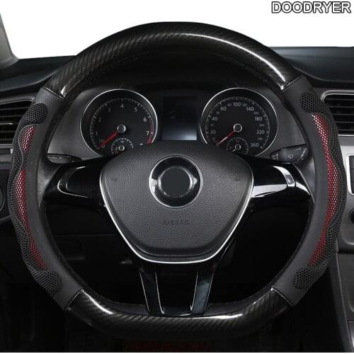 DOODRYER Carbon Fiber Leather Car Steering Wheel Cover For Dodge Caliber Journey Ram 1500 Challenger Charger Nitro Durango