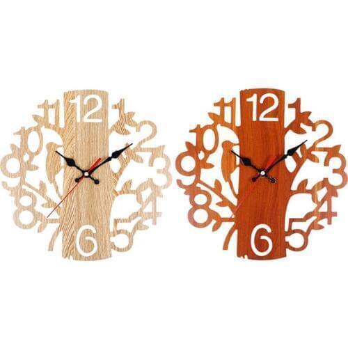 European Retro Wall Clock Hanging Tree-shaped Bird Bedroom Home Bar Decor