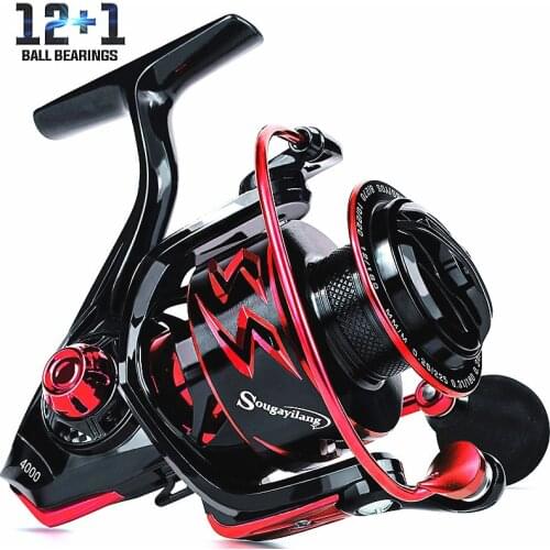 Sougayilang 12+1BB Spinning Fishing Reel 5.2:1/6.2:1 High Speed Ultra Smooth Spinning Fishing Reel for Feeder Carp Fishing Reel