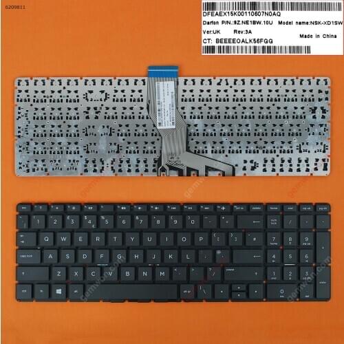 UK New Replacement notebook computer laptop keyboard for HP Pavilion 15-BS BLACK(Without FRAME，Small Enter,WIN8)