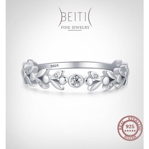 Beitil Authentic 925 Sterling Silver Elegant Flower Finger Ring For Women Dazzling Clear CZ Fine Fashion Jewelry