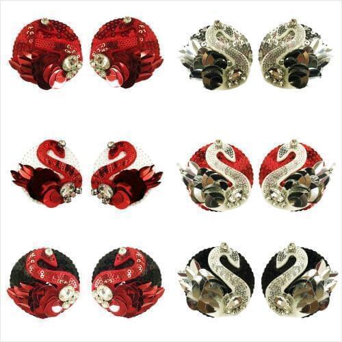 Round sequin chest sticker sexy rhinestone swan shape Breathable nipple cover Invisible reusable adhesive erotic bra crop top