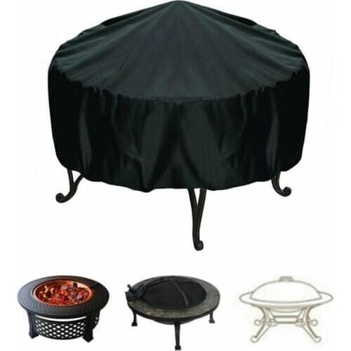 Fire Pit Cover Round 30 Inch Waterproof Heavy Duty Round Patio Fire Bowl Cover Round Firepit Cover with PVC Coating - Black
