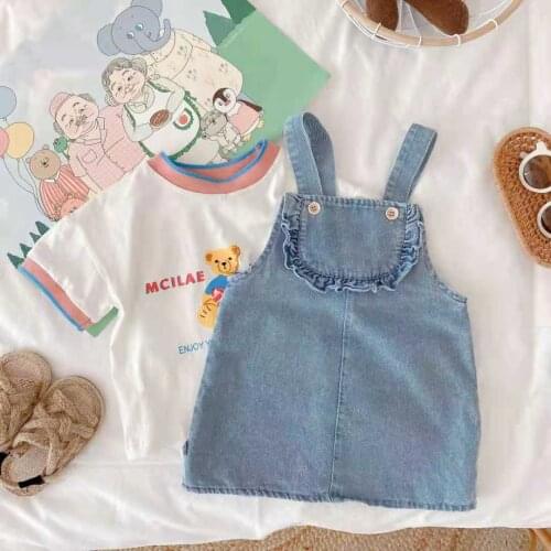 2022 Summer Fashuion Kid Girl Denim Skirt Clothes New Toddler Kids Baby Girl Denim Suspender Skirt Overalls Skirt Outfit Clothes