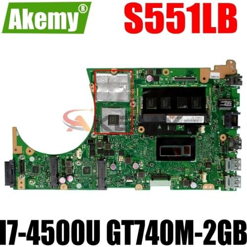 AKEMY S551LB Laptop Motherboard For ASUS S551LB S551LN S551L Original Mainboard 4GB-RAM I7-4500U GT740M-2GB