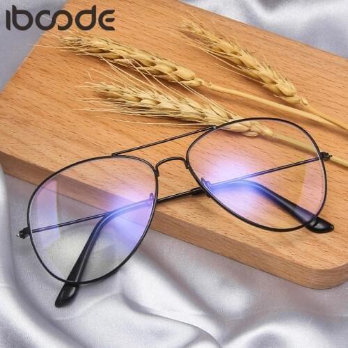 Iboode Metal Anti Blue Light Blocking Glasses Men Women Computer Gaming Goggle Clear Lenses Eyeglasses Spectacle Plain Mirror