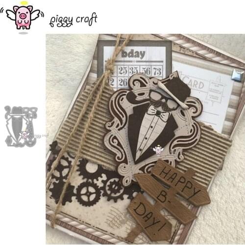 Piggy Craft metal cutting dies cut die mold Mr gentleman decoration Scrapbook paper craft knife mould blade punch stencils dies